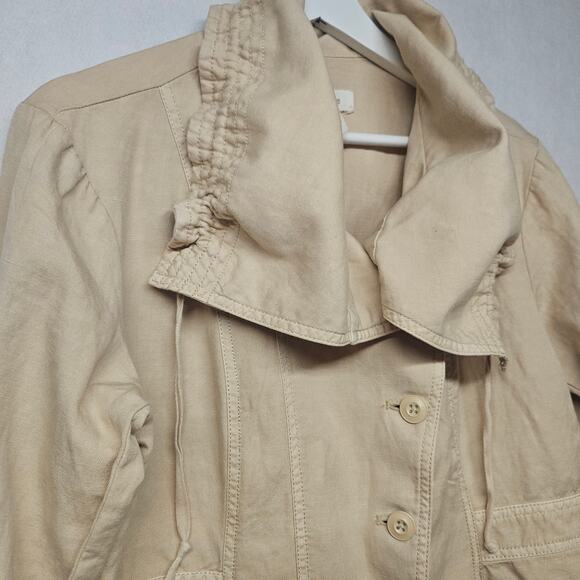 Sundance Linen Cotton Blend Khaki Asymmetric  jacket - Picture 2 of 8